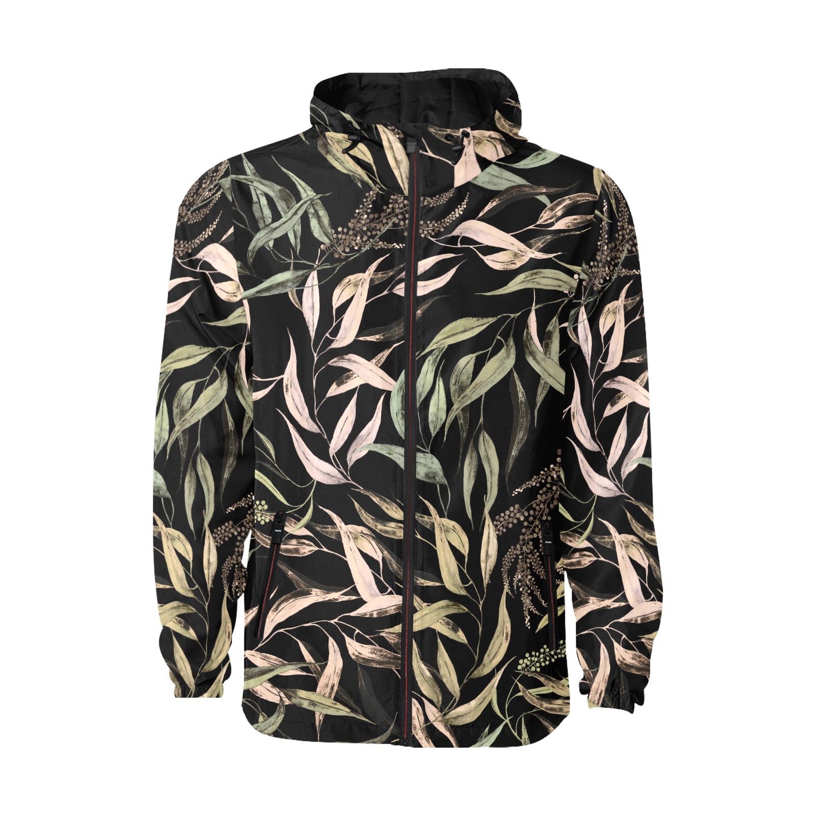 Dark Forest leaves dramatic All Over Print Quilted Windbreaker for Men (Model H35)
