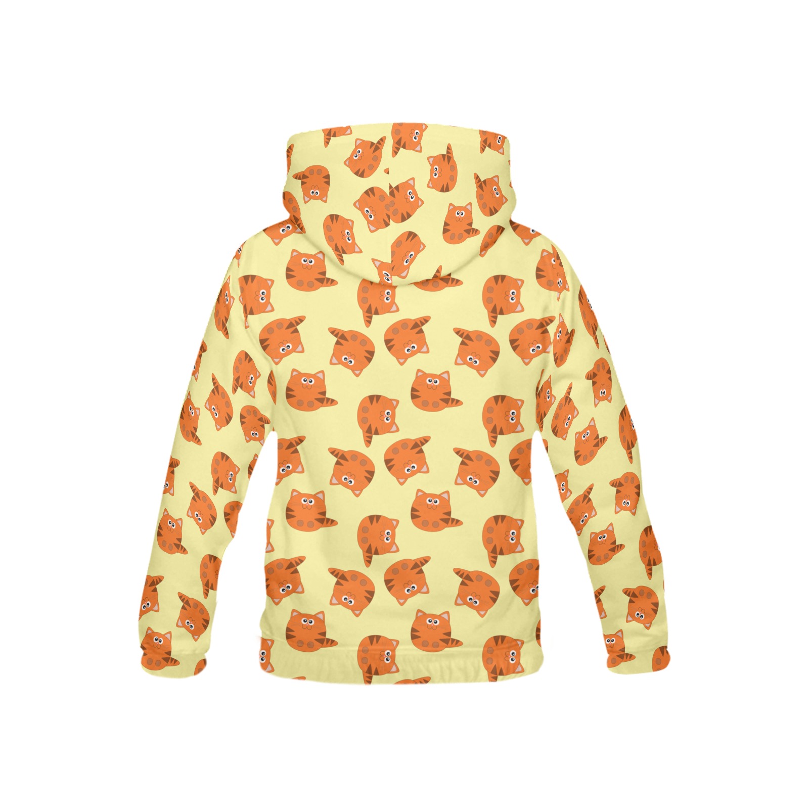 Cute Tiger Cat Pattern / Yellow All Over Print Hoodie for Kid (USA Size) (Model H13)