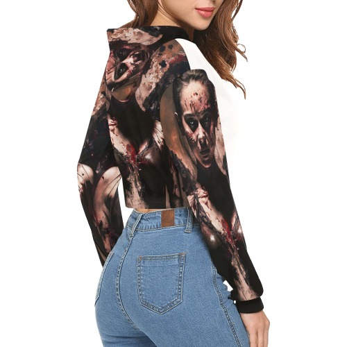 Angel of death All Over Print Crop Hoodie for Women (Model H22)