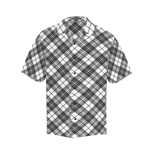 Tartan black white pattern holidays Christmas xmas elegant lines geometric cool fun classic elegance Hawaiian Shirt (Model T58)