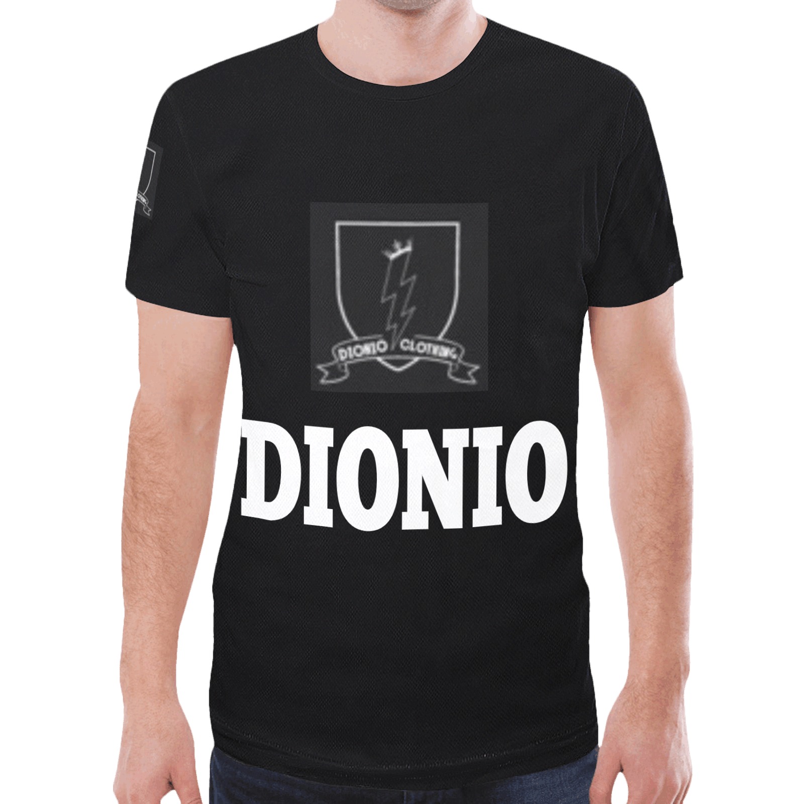 DIONIO Clothing - Black T-Shirt (Black Shield Logo) New All Over Print T-shirt for Men (Model T45)