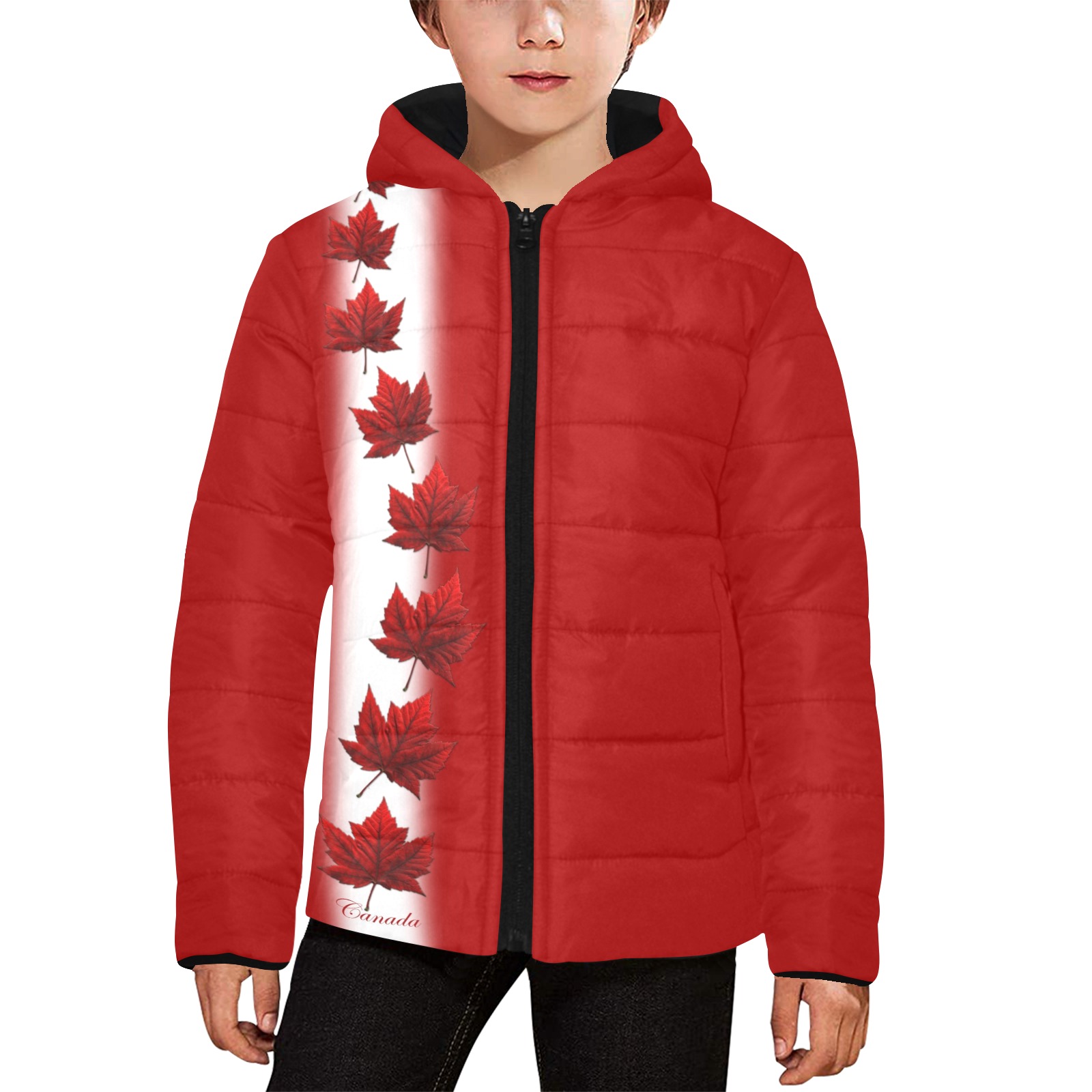 Canada Souvenir Puffy Coat Kids' Padded Hooded Jacket (Model H45)
