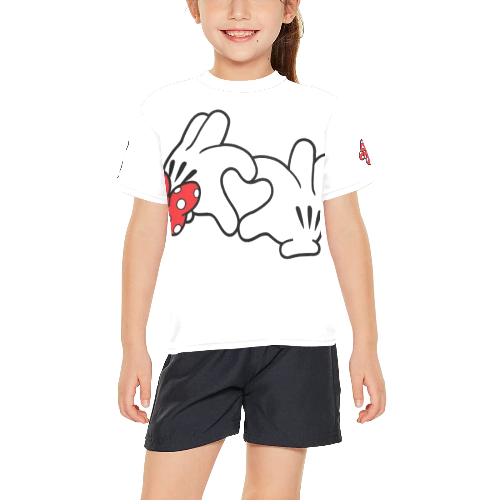 gratis-png-mickey-mouse-minnie-mouse-mano-camiseta-corazon-mickey-y-minnie-silueta- shirt Big Girls' All Over Print Crew Neck T-Shirt (Model T40-2)