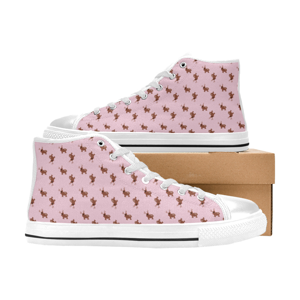 kawaii cute deer pink High Top Canvas Shoes for Kid (Model 017)
