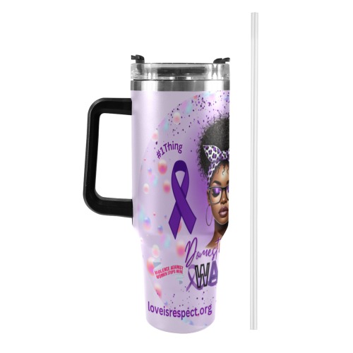 Domestic Violence Tumbler 40oz Tumbler with Black Handle