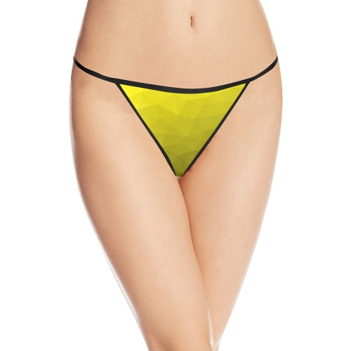 Yellow gradient geometric mesh pattern Women's All Over Print G-String Panties (Model L35)