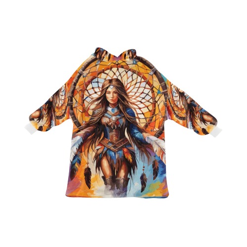 Nice fairy woman and a dreamcatcher colorful art. Blanket Hoodie for Women