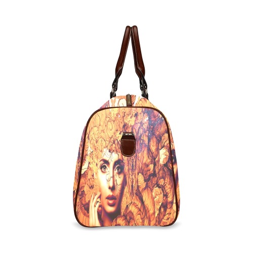 Woman with abstract background Waterproof Travel Bag/Large (Model 1639)
