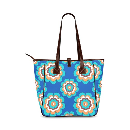 Turquoise Flowers on Blue Classic Tote Bag (Model 1644)