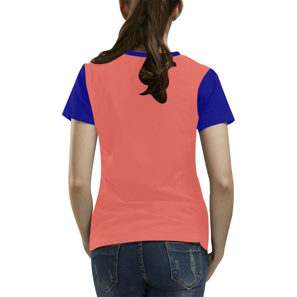 Founders Tee Blue Sleeve All Over Print T-Shirt for Women (USA Size) (Model T40)