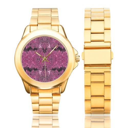 Pink Azalea Bushes Frost Fractal Custom Gilt Watch(Model 101)