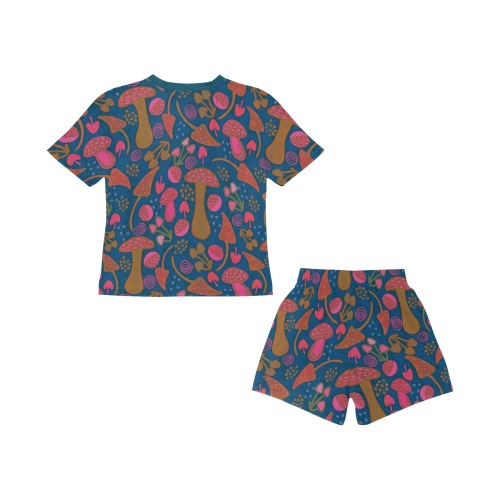 Unique Mushroom Pattern Little Girls' Short Pajama Set