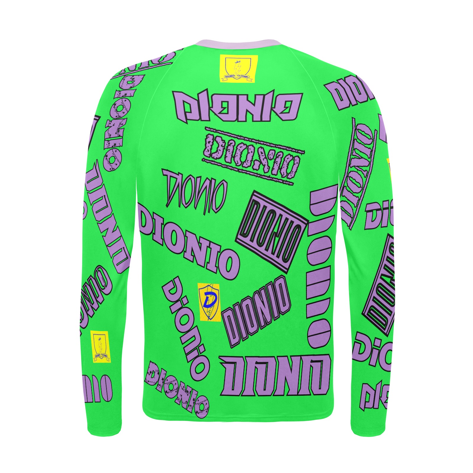 DIONIO Clothing - Neon Green ND Long Sleeve Swim Shirt (Neon & Purple) Men's Long Sleeve Swim Shirt (Model S39)