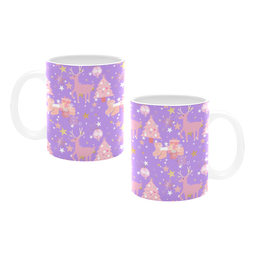 Pink and Purple and Gold Christmas Design Mug White Mug(11OZ)