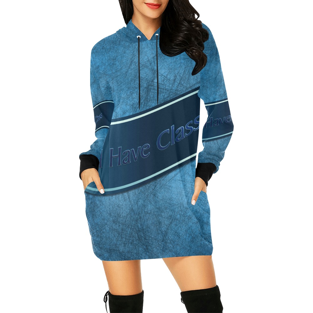 I Have Class All Over Print Hoodie Mini Dress (Model H27)