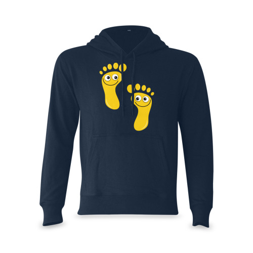 Happy Cartoon Yellow Human Foot Prints Oceanus Hoodie Sweatshirt (Model H03)