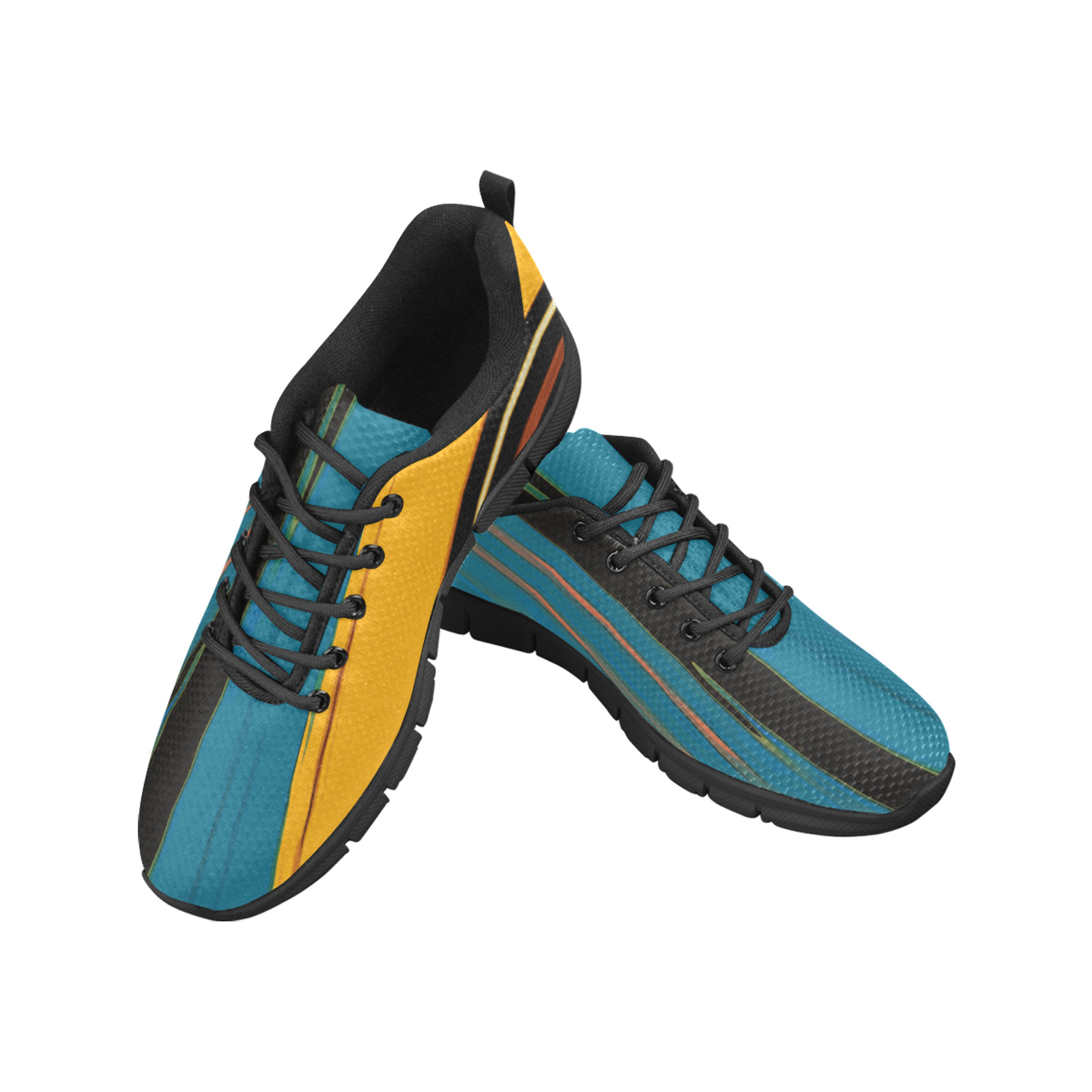 Black Turquoise And Orange Go! Abstract Art Women's Breathable Running Shoes (Model 055)