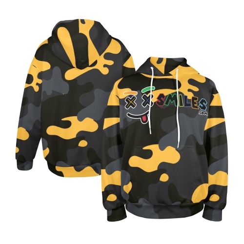XX smiles Camo Yellow Hoodie Men's All Over Print Hoodie (Model H61)