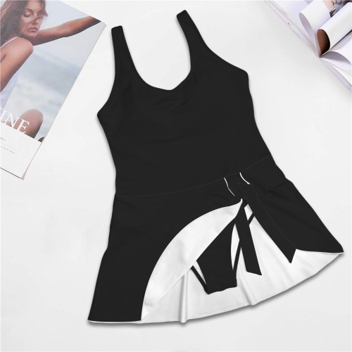 Black Women's One Piece Skirted Swimsuit (Model S54)