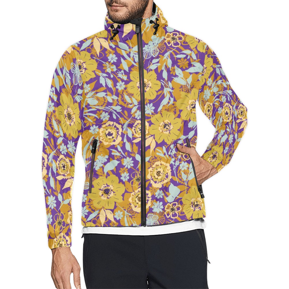 Abstract of garden floral strokes Unisex All Over Print Windbreaker (Model H23)