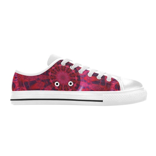 Rubies and Sapphires Kaleidoscope Mandala Abstract Low Top Canvas Shoes for Kid (Model 018)