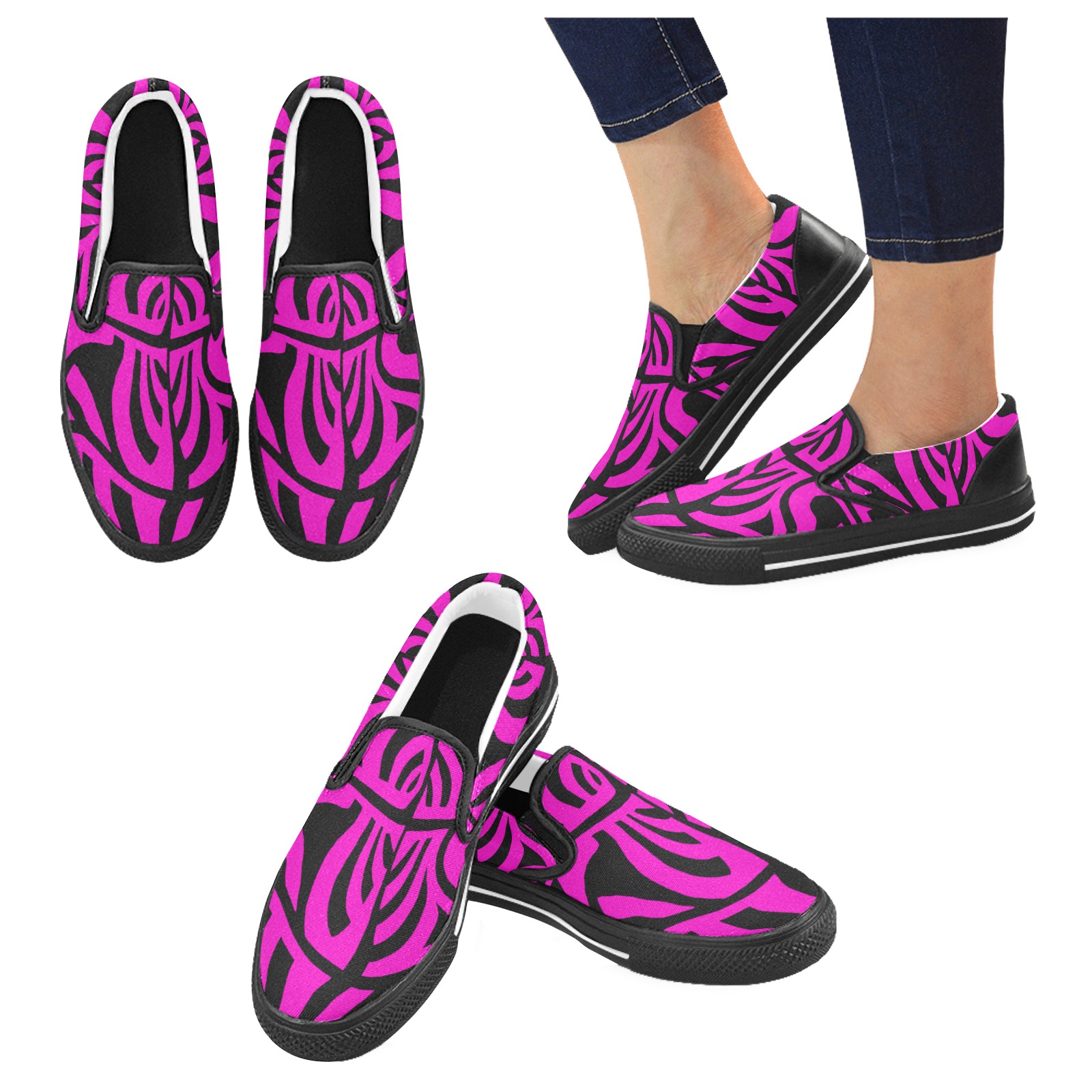 aaa pink Men's Unusual Slip-on Canvas Shoes (Model 019)