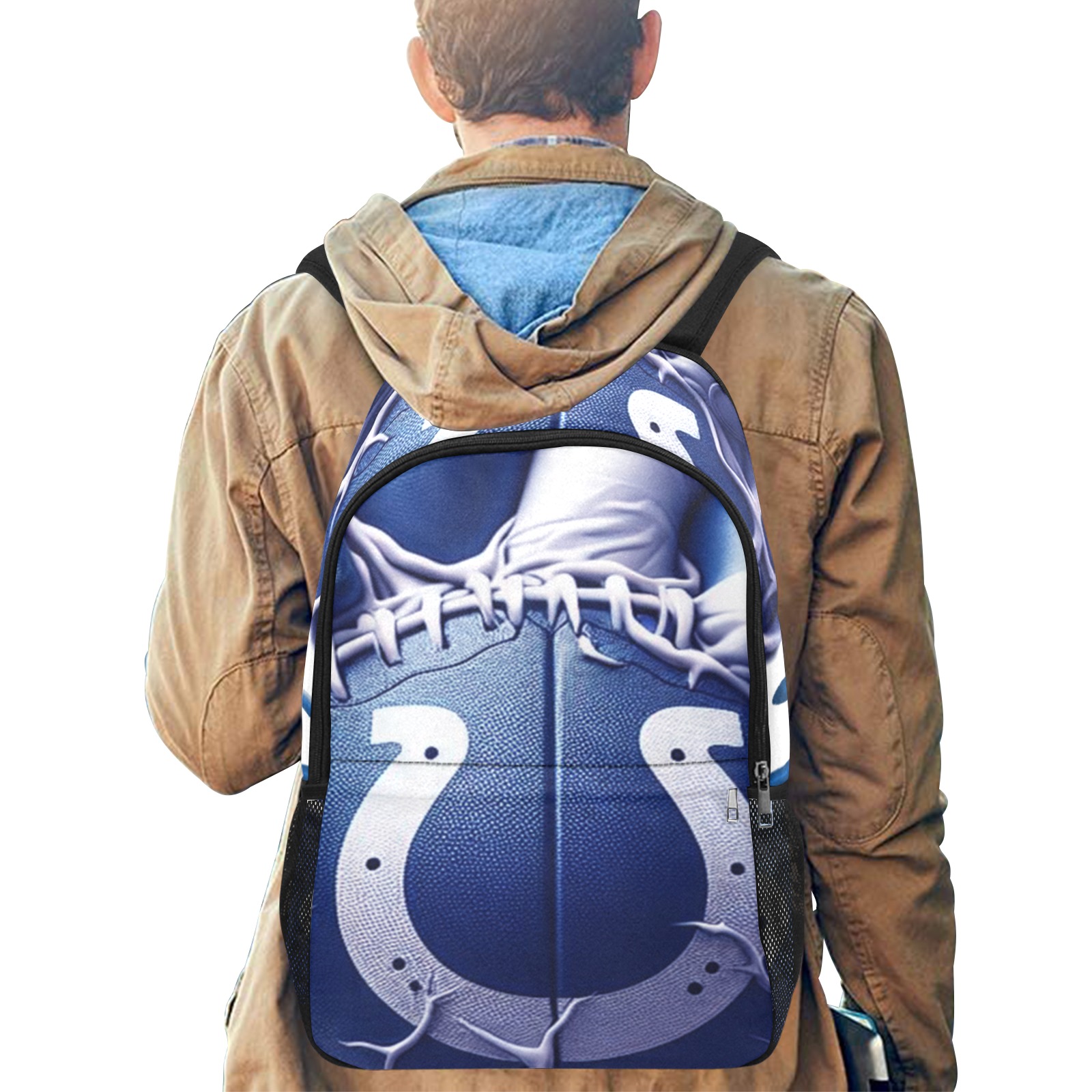 Indianapolis Colts Backpack Fabric Backpack with Side Mesh Pockets (Model 1659)