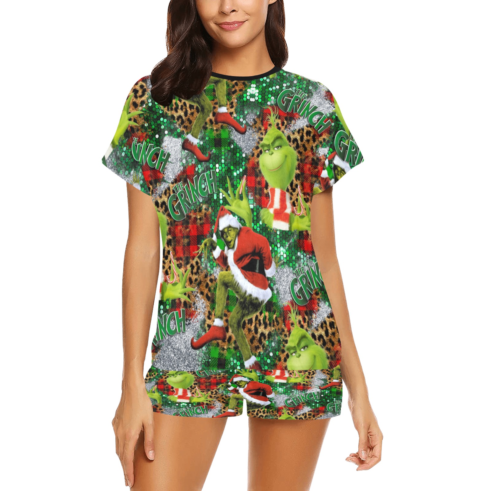 Green guy inspired Pattern lady short set Women's Short Pajama Set