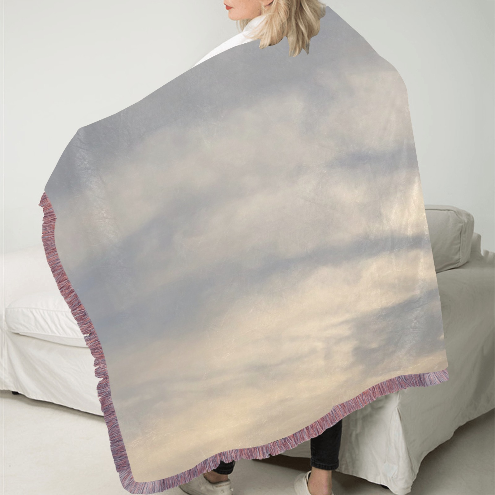 Rippled Cloud Collection Ultra-Soft Fringe Blanket 30"x40" (Mixed Pink)