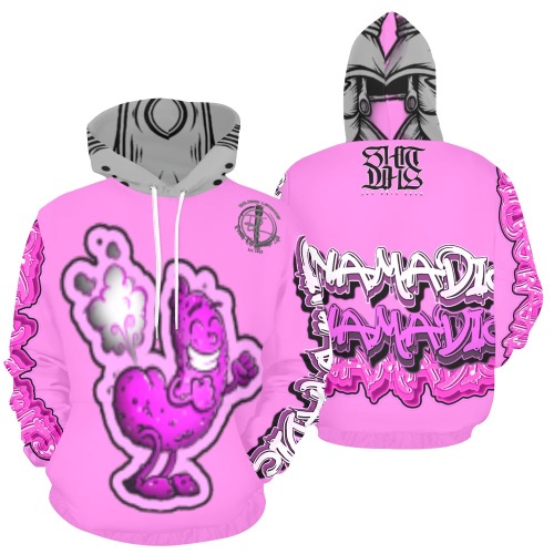 CINAMADIC POOTY PINK BLACK & PINK All Over Print Hoodie for Women (USA Size) (Model H13)