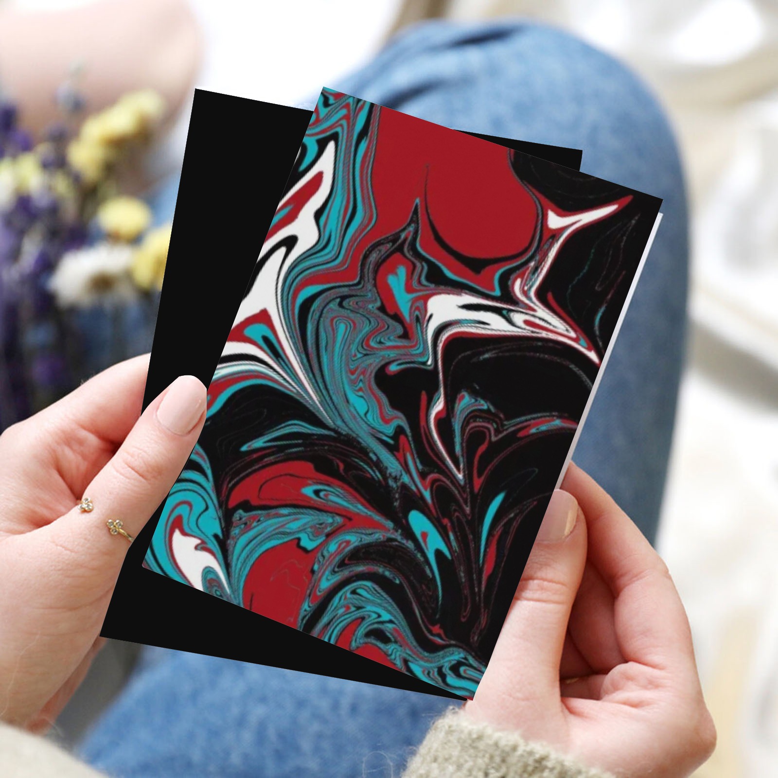 Dark Wave of Colors Greeting Card 8"x6"