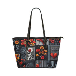 Rose Garden Leather Tote Bag/Small (Model 1651)