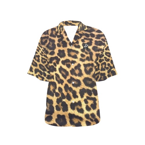 DIONIO Clothing - Women's Shirt/Blouse (Leopard Print) All Over Print Hawaiian Shirt for Women (Model T58)