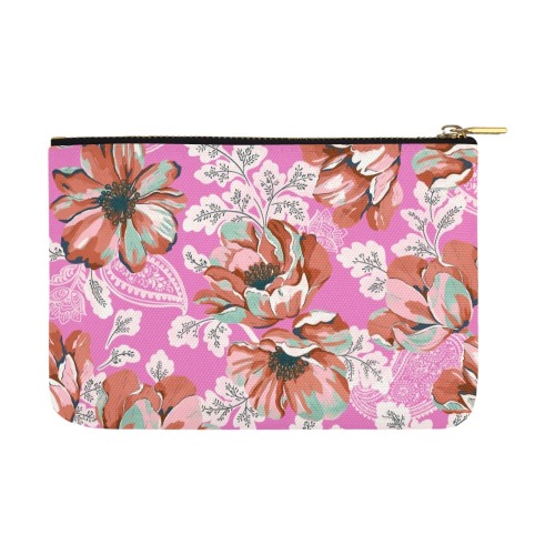 Pink flowers and paisleys 23K Carry-All Pouch 12.5''x8.5''