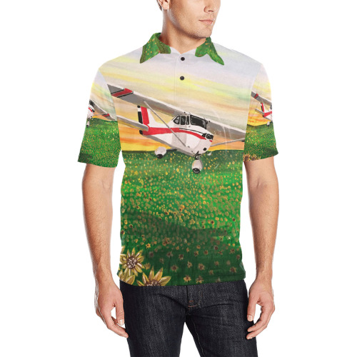 The Flight Of Sunflowers Men's All Over Print Polo Shirt (Model T55)