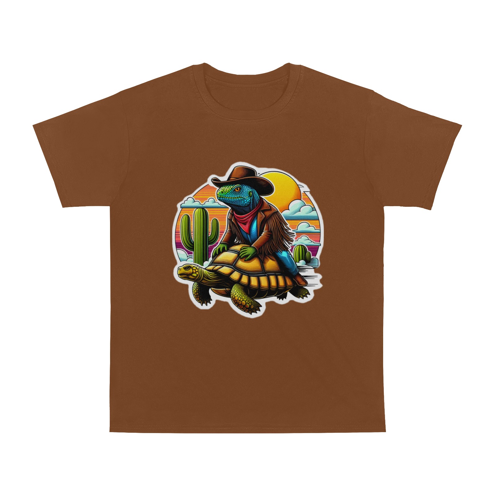 IGUANA RIDING DESERT TORTOISE Men's T-Shirt in USA Size (Two Sides Printing)