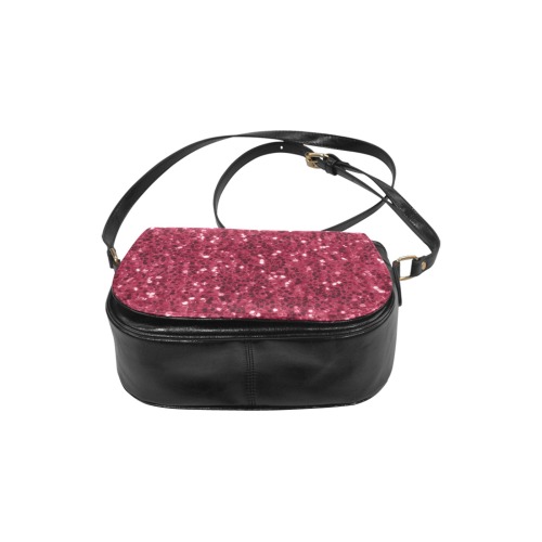 Magenta dark pink red faux sparkles glitter Classic Saddle Bag/Small (Model 1648)
