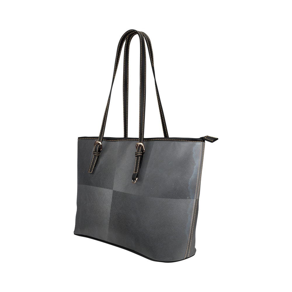 Canvas Tote Grey 2 Leather Tote Bag/Large (Model 1651)