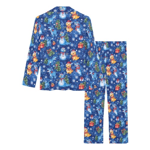 Snowman Dino Pattern Women's Long Pajama Set