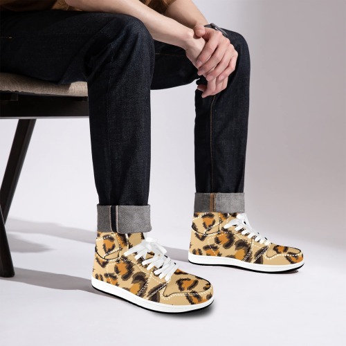 Sneakers Leopard Pattern.jpg Men's High Top Sneakers (Model 20042)