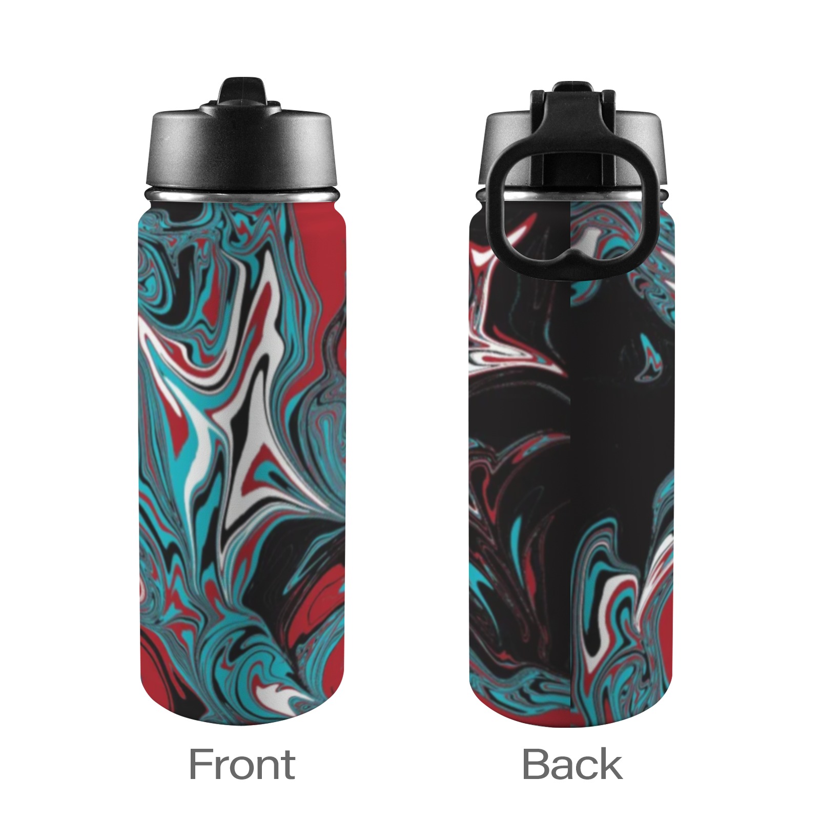 Dark Wave of Colors Insulated Water Bottle with Straw Lid (18oz)