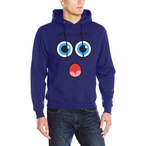 Funny Comic Cartoon Expressive Shocked Face Men's Classic Hoodie (Model H17)