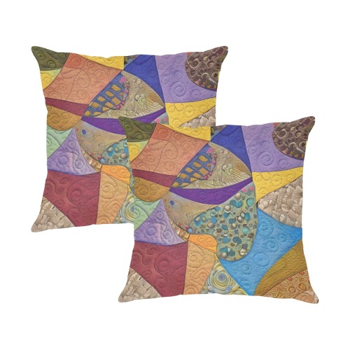 Boho Aesthetic Simulated Quilt Artwork Linen Zippered Pillowcase 18"x18"(Two Sides&Pack of 2)