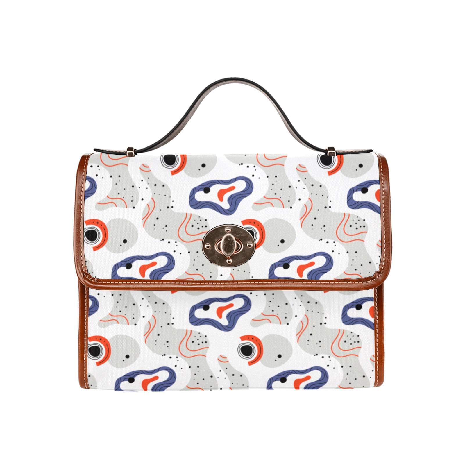 Elegant Abstract Mid Century Pattern Waterproof Canvas Bag-Brown (All Over Print) (Model 1641)