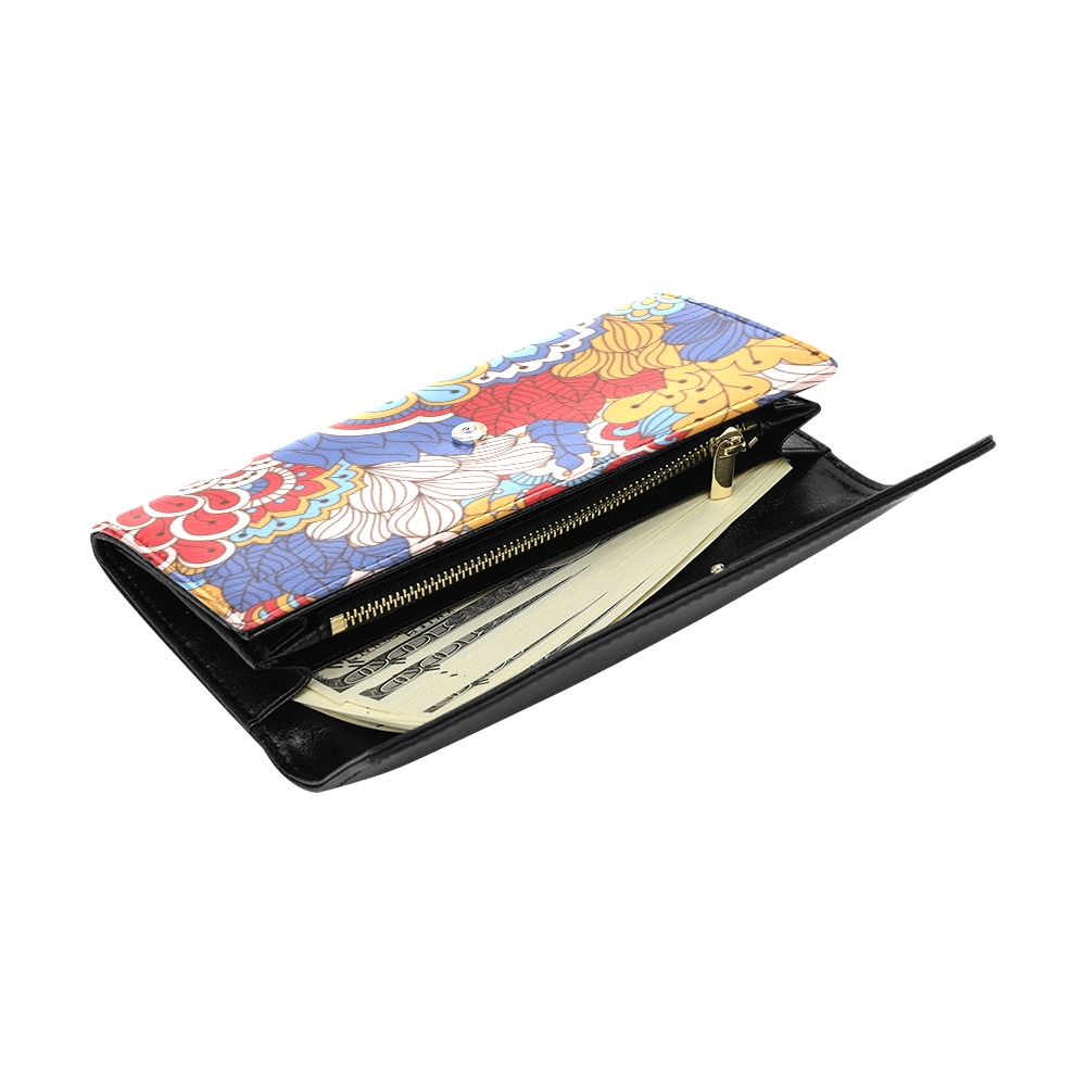 Retro Mod Abstract 60s Style Floral 2 Women's Flap Wallet (Model 1707)