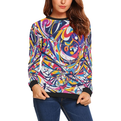 Stunning fantastic abstract art of colorful shapes All Over Print Crewneck Sweatshirt for Women (Model H18)