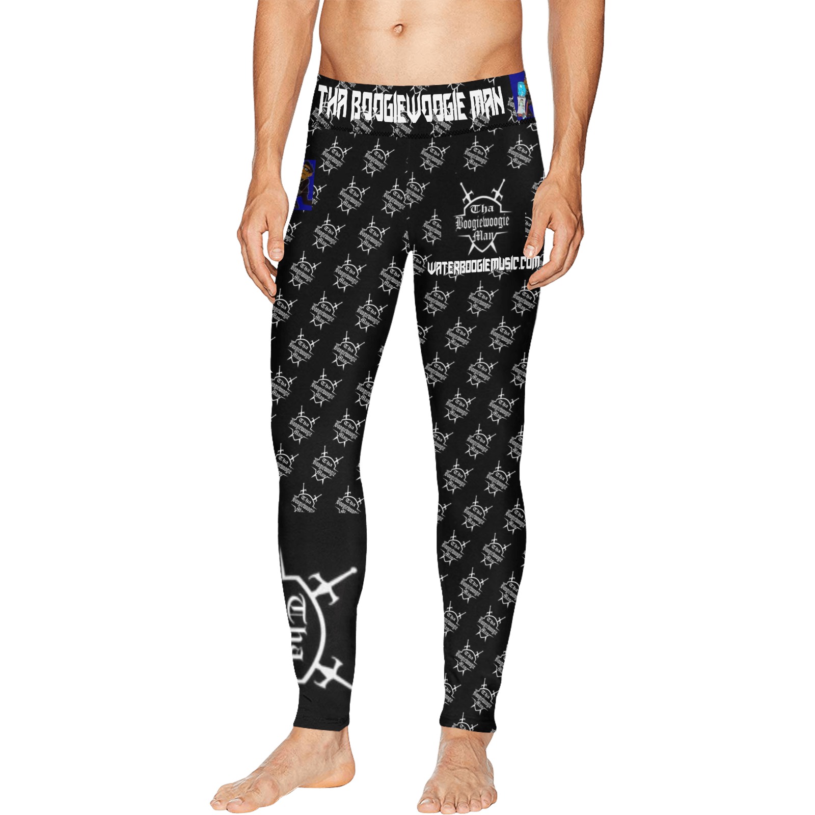 Tha Boogiewoogie Man - Black Workout/Exercise Athletic Stretch Pants Men's All Over Print Leggings (Model L38)