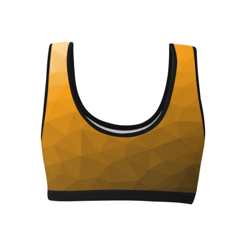Orange gradient geometric mesh pattern Women's All Over Print Sports Bra (Model T52)