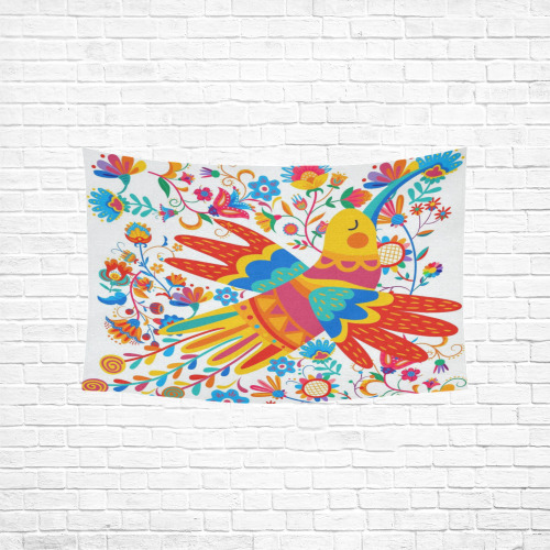 Garden Bird Design Cotton Linen Wall Tapestry 60"x 40"