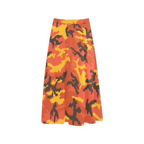 Forest-fire-ERDL Mnemosyne Women's Crepe Skirt (Model D16)